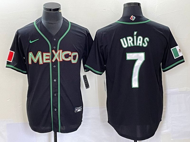 Men 2023 World Cub Mexico #7 Urias Black white Nike MLB Jersey28->more jerseys->MLB Jersey